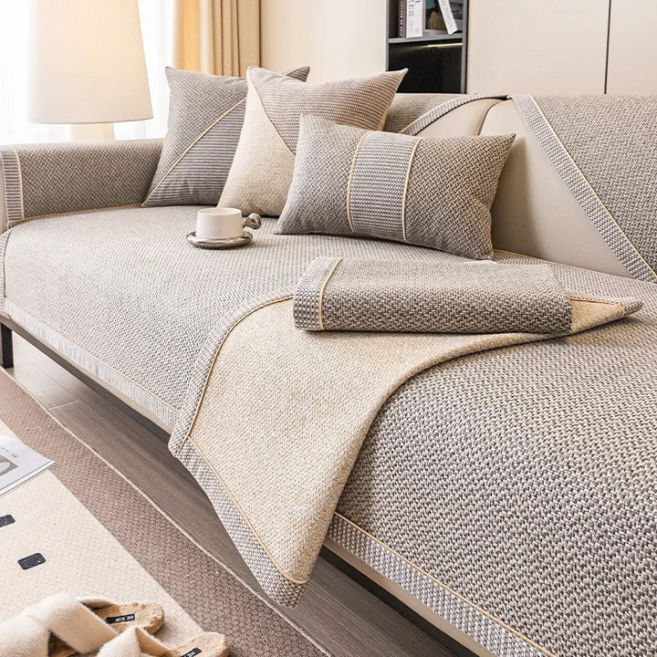 Bankhoes – Ademend katoen-linnen, antislip onderzijde &amp; modulaire pasvorm