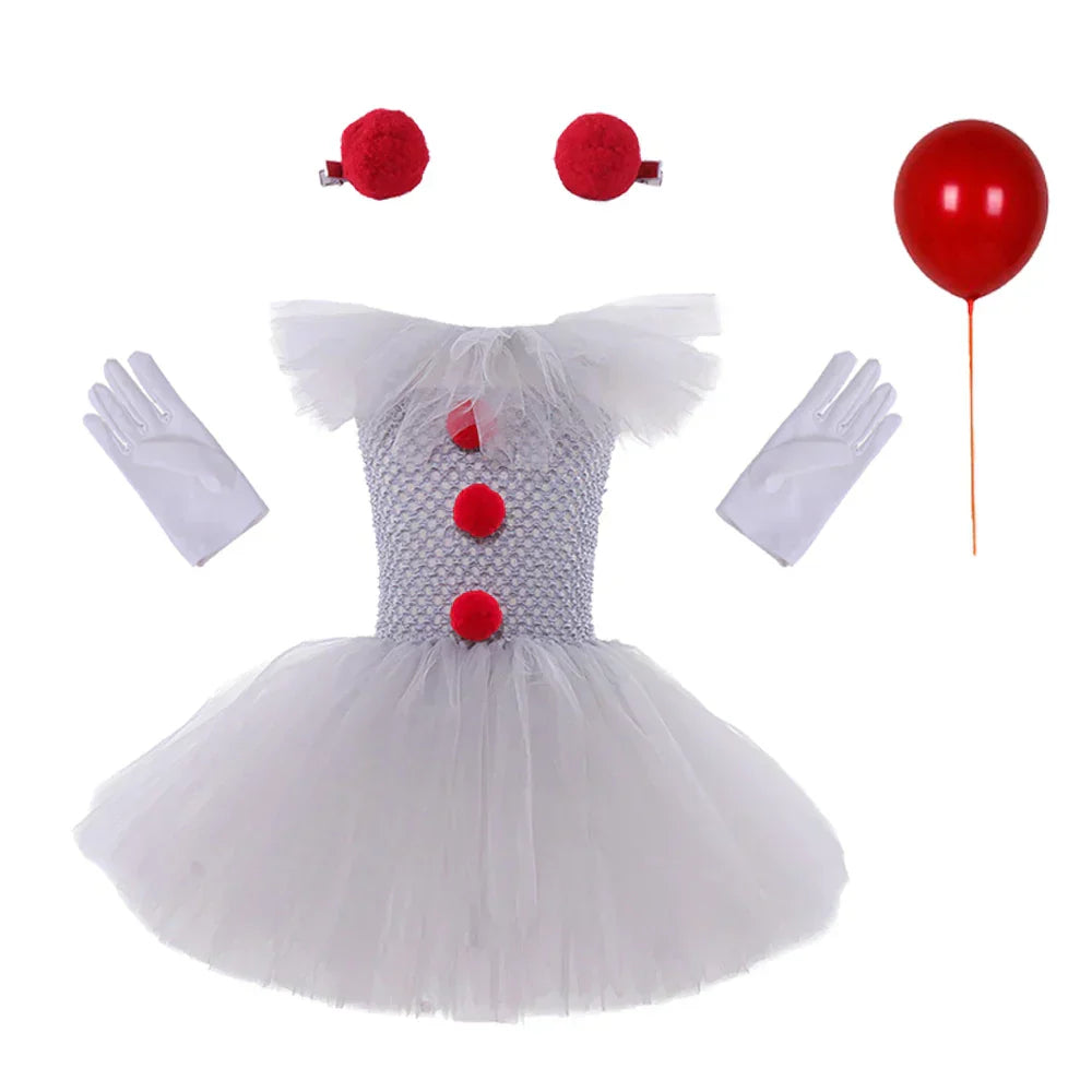 GrimJester – Tutú de payaso vestido para niñas – Disfraz de Halloween