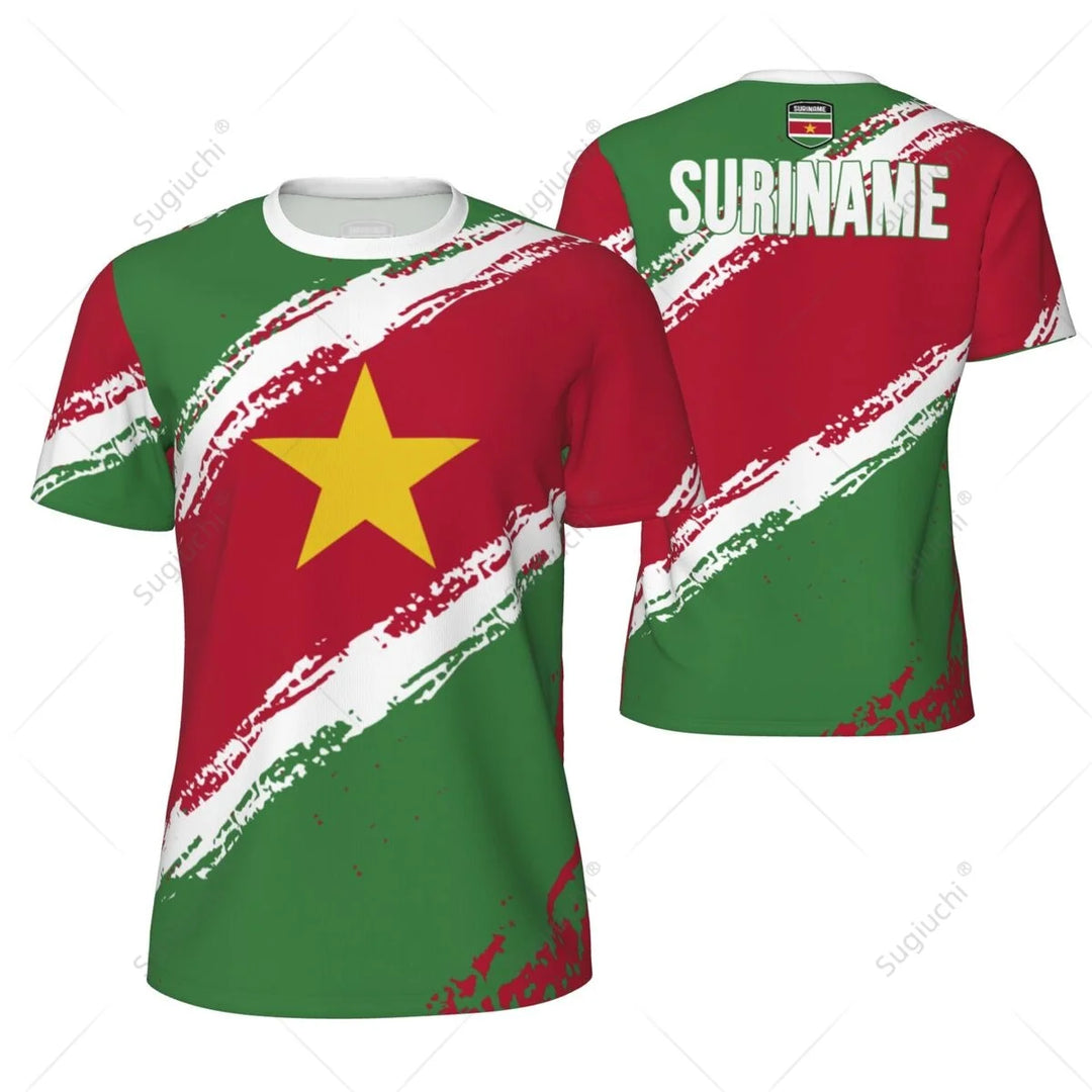 Sports Mesh T-shirt Suriname Flag For Running Bike Soccer Tennis Football Fitness Tees 3D Printed Custom VestraGear