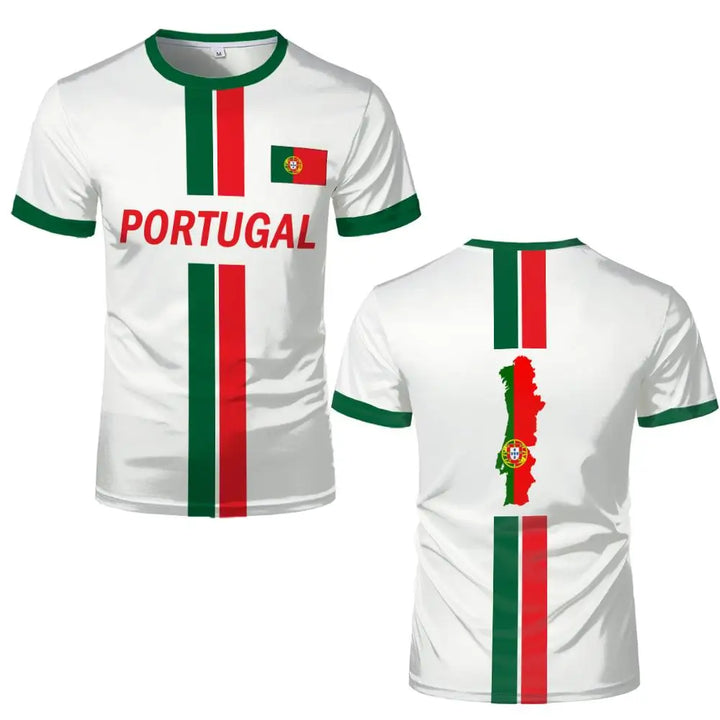 2026 New Portugal Flag Print Jersey Summer Outdoor Breathable Quick-drying Football Tee Men&
