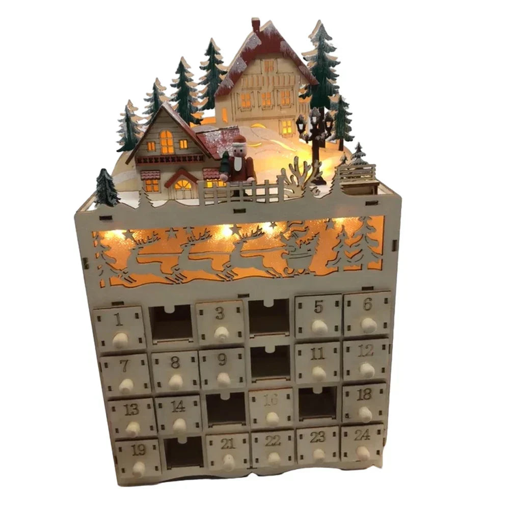 WinterHout – Calendario dell'avvento in legno villaggio di renne con 24 scomparti
