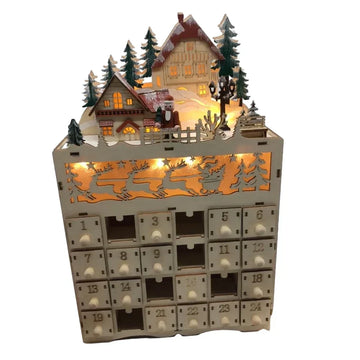 WinterHout – Calendario dell'avvento in legno villaggio di renne con 24 scomparti