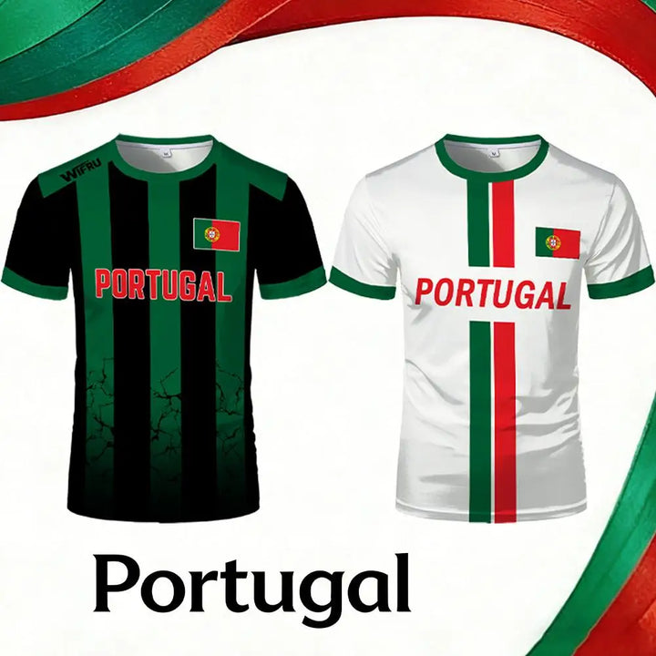 2026 New Portugal Flag Print Jersey Summer Outdoor Breathable Quick-drying Football Tee Men&