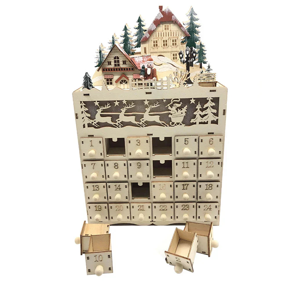 WinterHout – Calendario dell'avvento in legno villaggio di renne con 24 scomparti
