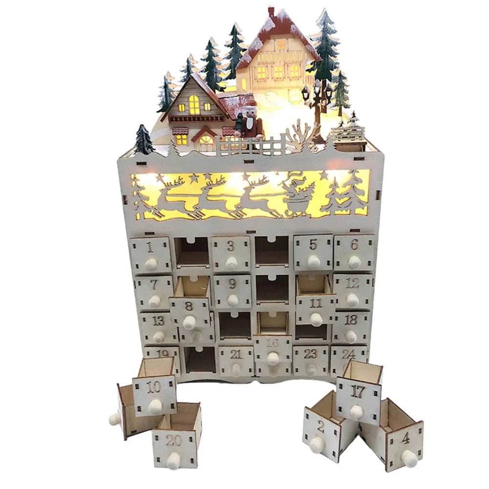 WinterHout – Calendario dell'avvento in legno villaggio di renne con 24 scomparti