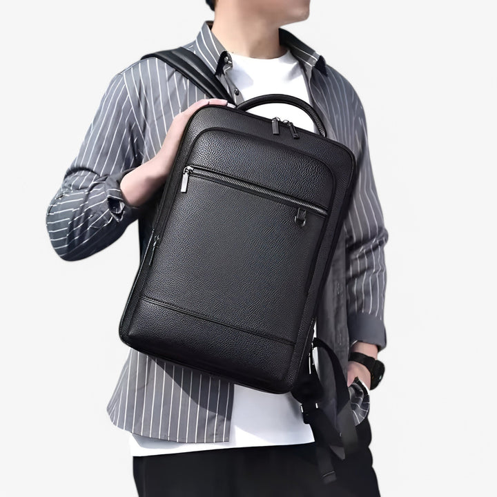 Leren Rugzak met USB &amp; Laptopvak – Elegant en Functioneel voor Heren