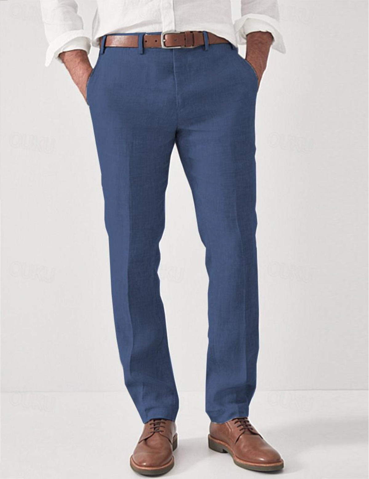 Slim Fit Witte Linnen Broek voor Heren, 100% Ademend Linnen, Zomerstijl 3