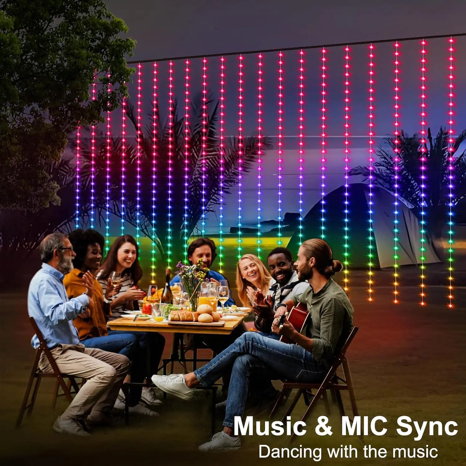 Luminexa Slimme LED Gordijnverlichting – 3x3m met 300 LEDs, Bluetooth App &amp; Muzieksynchronisatie voor Feestelijke Sfeer