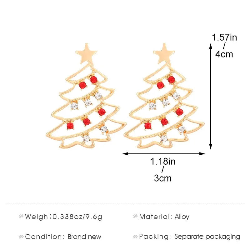 Pendientes Noellea Copo de Nieve y Árbol de Navidad – Diseño de Strass y Perla, Ligero y Festivo para las Fiestas