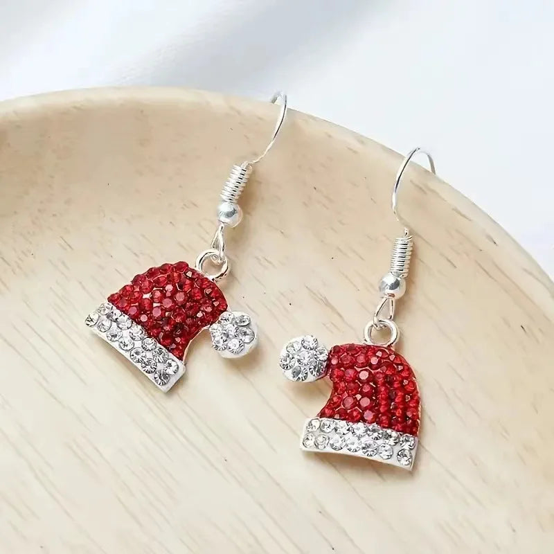 Pendientes Noellea Copo de Nieve y Árbol de Navidad – Diseño de Strass y Perla, Ligero y Festivo para las Fiestas