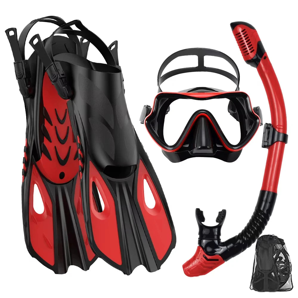 Snorkelset voor Volwassenen met Panoramisch Masker, Droge Snorkel en Verstelbare Vinnen 10