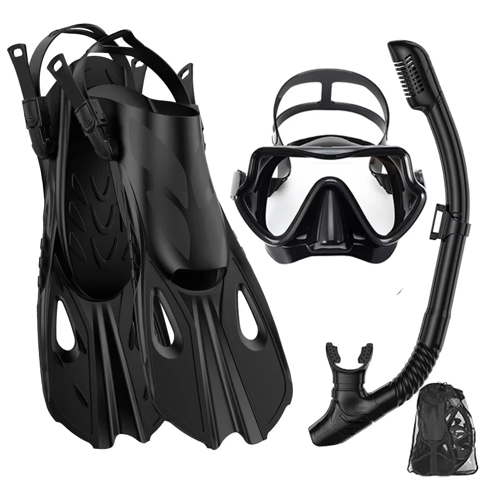 Snorkelset voor Volwassenen met Panoramisch Masker, Droge Snorkel en Verstelbare Vinnen 11