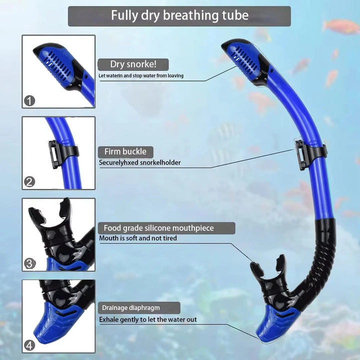 Snorkelset voor Volwassenen met Panoramisch Masker, Droge Snorkel en Verstelbare Vinnen 2