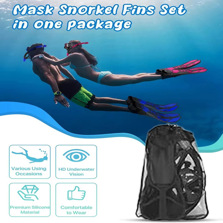 Snorkelset voor Volwassenen met Panoramisch Masker, Droge Snorkel en Verstelbare Vinnen 4
