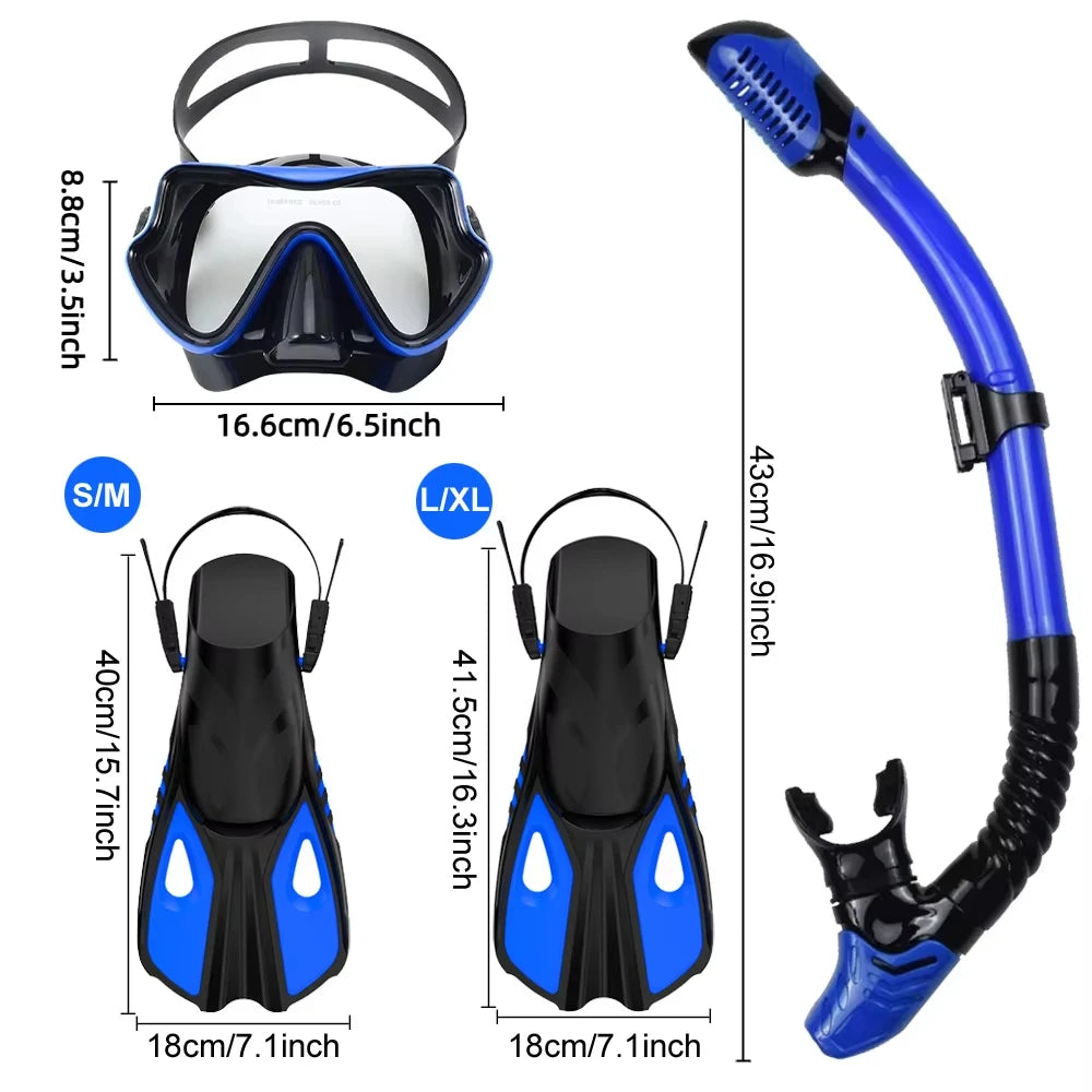 Snorkelset voor Volwassenen met Panoramisch Masker, Droge Snorkel en Verstelbare Vinnen 5