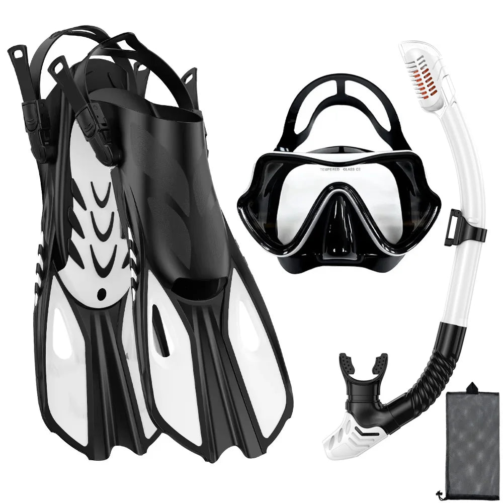 Snorkelset voor Volwassenen met Panoramisch Masker, Droge Snorkel en Verstelbare Vinnen 6