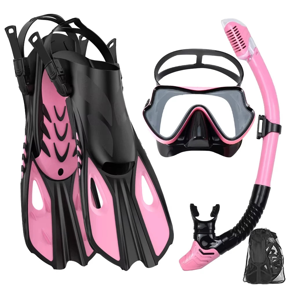 Snorkelset voor Volwassenen met Panoramisch Masker, Droge Snorkel en Verstelbare Vinnen 8