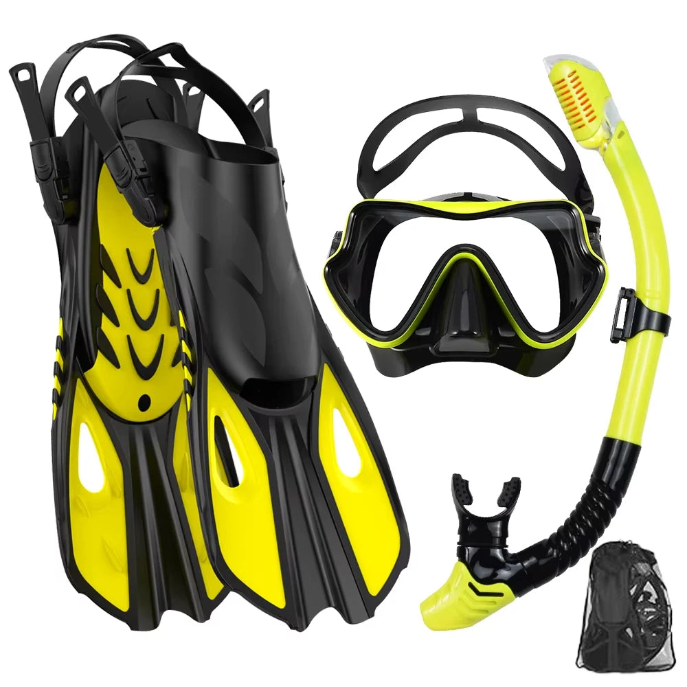 Snorkelset voor Volwassenen met Panoramisch Masker, Droge Snorkel en Verstelbare Vinnen 9