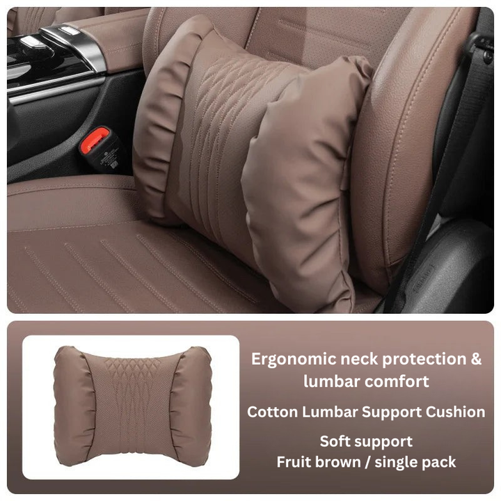 Apoio de Cabeça &amp; Lombar para Carro – PU com Aspeto Nappa, Recheio Macio &amp; Conjunto de 2 Peças