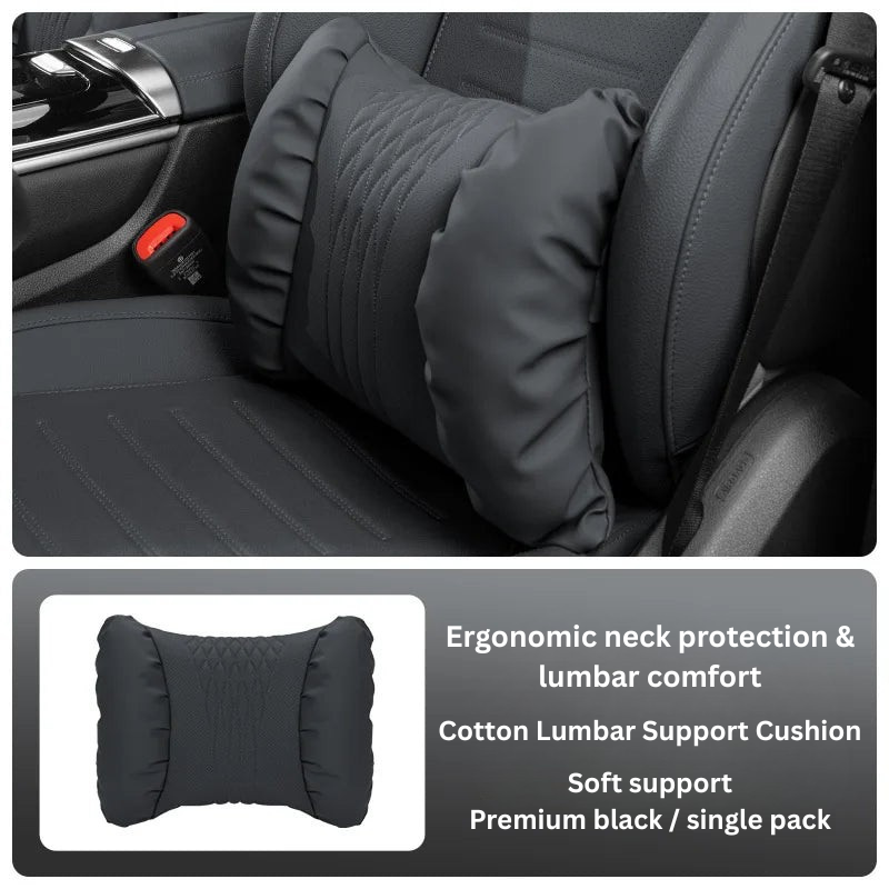 Apoio de Cabeça &amp; Lombar para Carro – PU com Aspeto Nappa, Recheio Macio &amp; Conjunto de 2 Peças