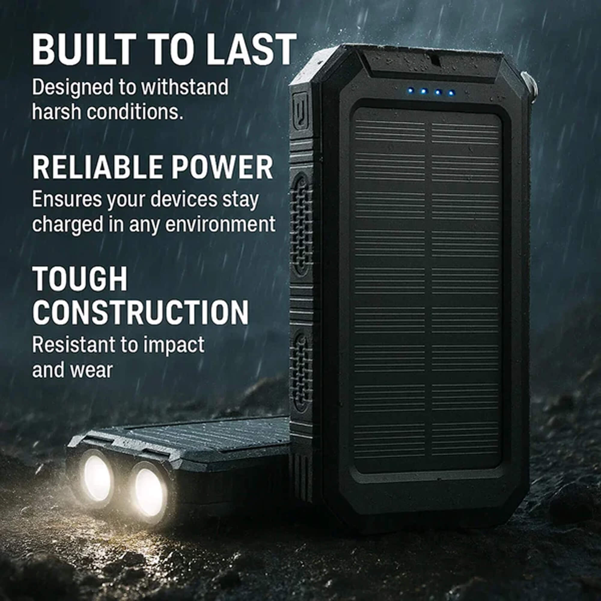 Solar Powerbank 500000mAh Waterdicht Externe Accu met Dual USB en LED Zaklamp voor Camping en Noodgevallen | Sansoti 5