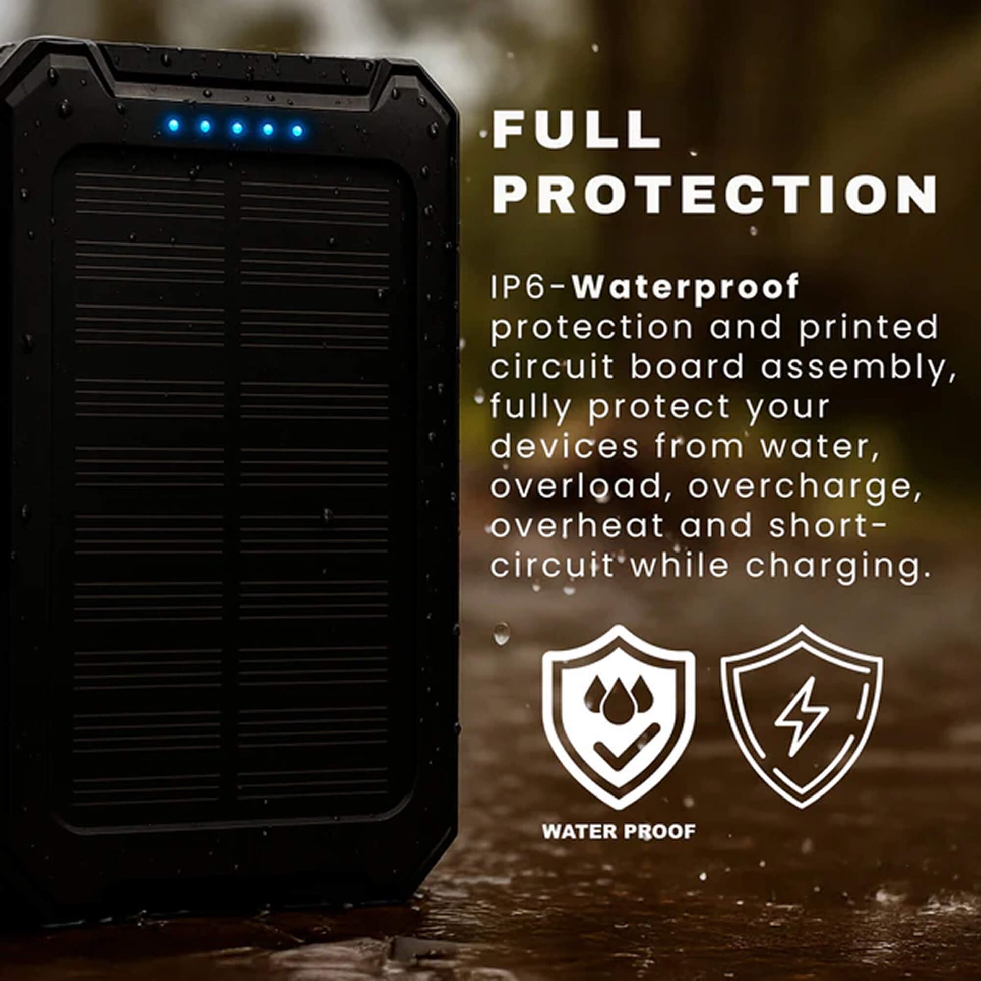 Solar Powerbank 500000mAh Waterdicht Externe Accu met Dual USB en LED Zaklamp voor Camping en Noodgevallen | Sansoti 6