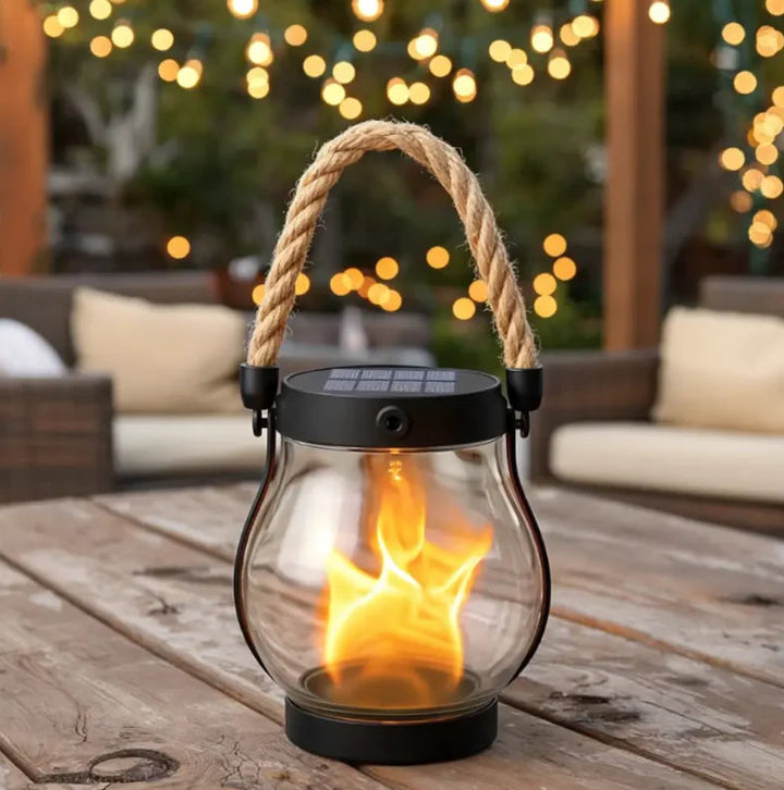 Solar tuinlantaarn (2 stuks) – LED-buitenverlichting met vlameffect en USB-C 4