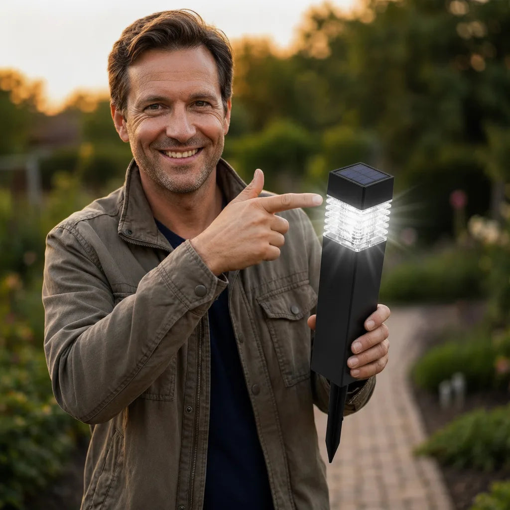 Solar tuinverlichting – LED-padverlichting met grondpen en schemersensor 4