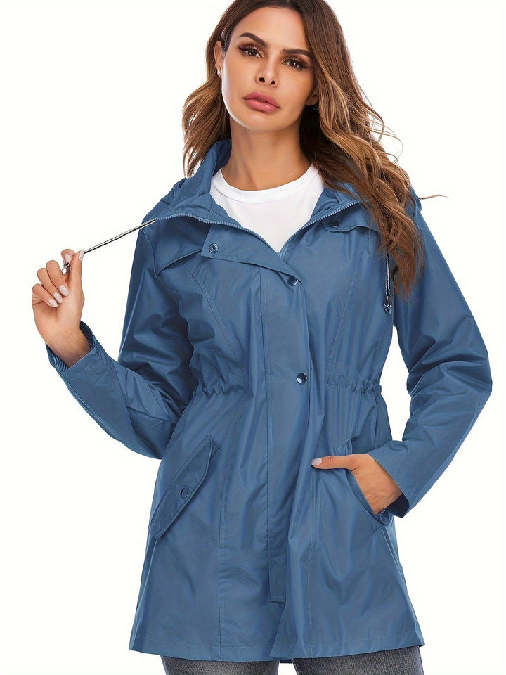 Elvira – Middellange Regenjas met Capuchon &amp; Rits – Voor Stad &amp; Outdoor