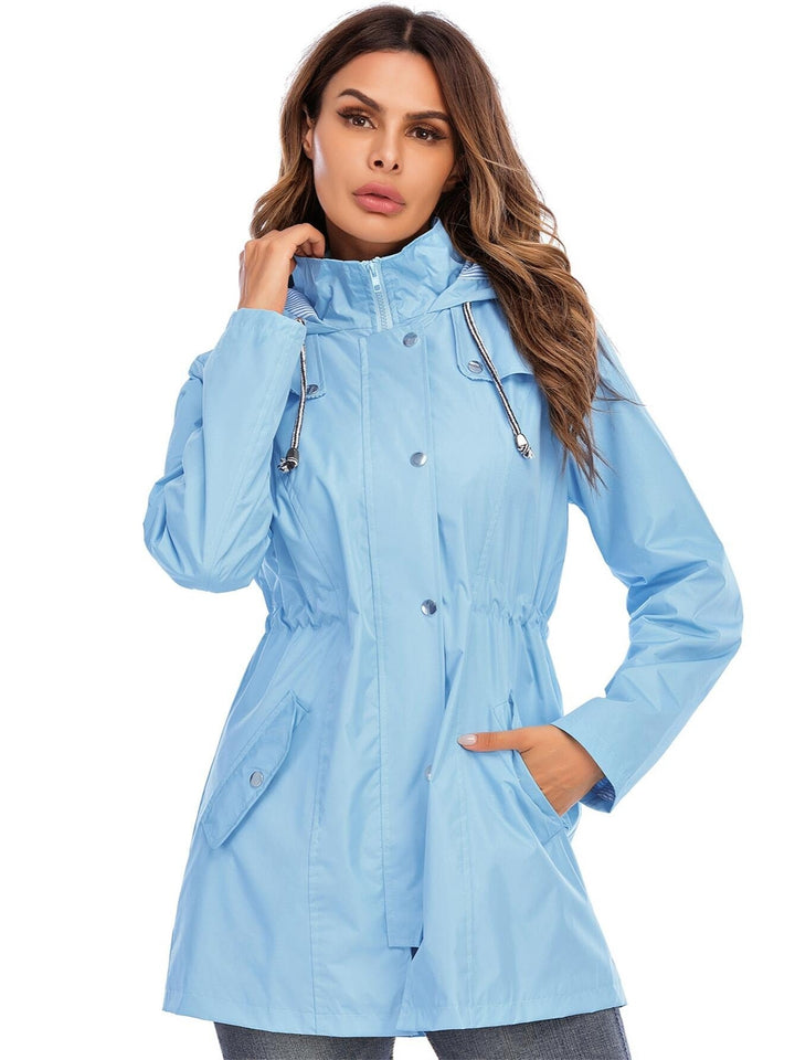 Elvira – Middellange Regenjas met Capuchon &amp; Rits – Voor Stad &amp; Outdoor