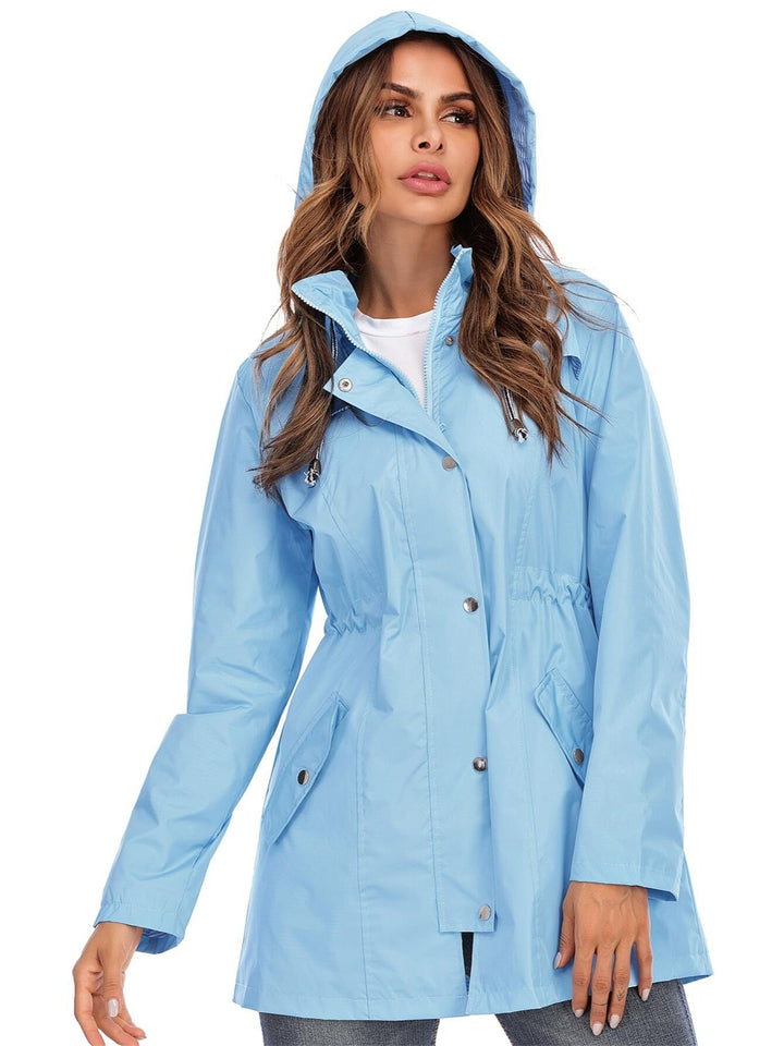 Elvira – Middellange Regenjas met Capuchon &amp; Rits – Voor Stad &amp; Outdoor