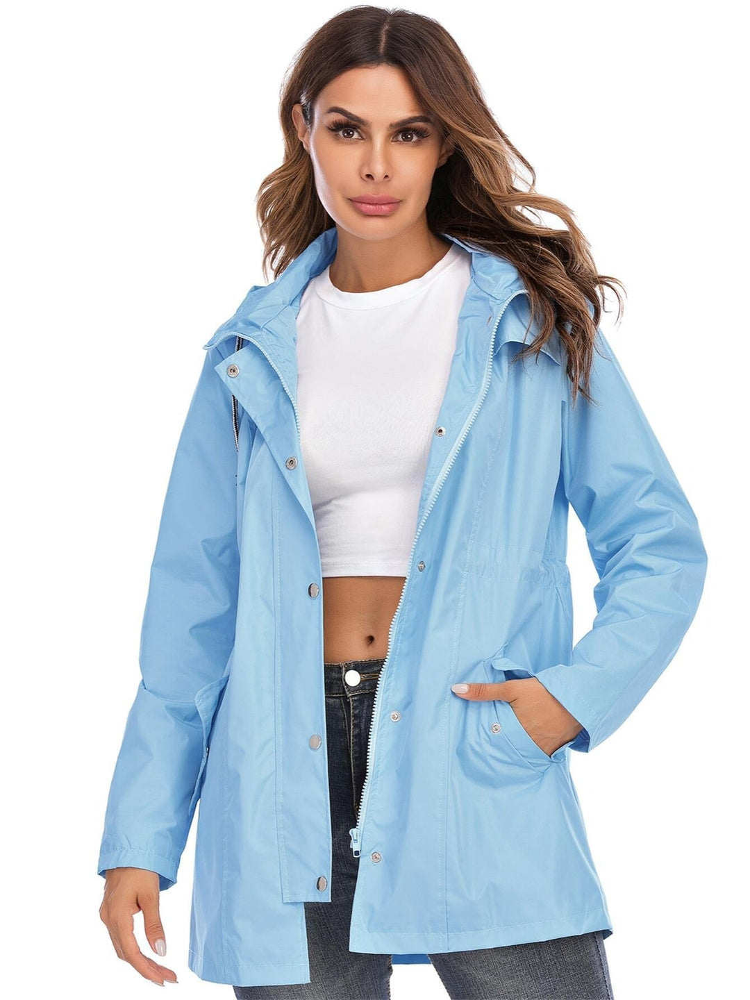 Elvira – Middellange Regenjas met Capuchon &amp; Rits – Voor Stad &amp; Outdoor