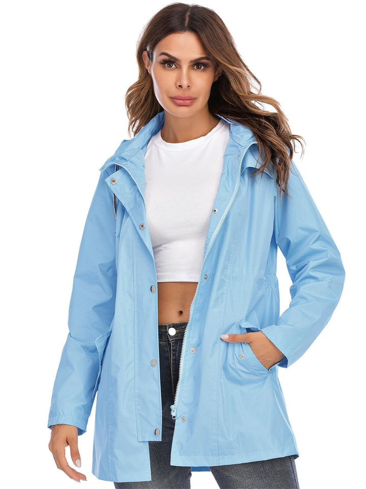Elvira – Middellange Regenjas met Capuchon &amp; Rits – Voor Stad &amp; Outdoor