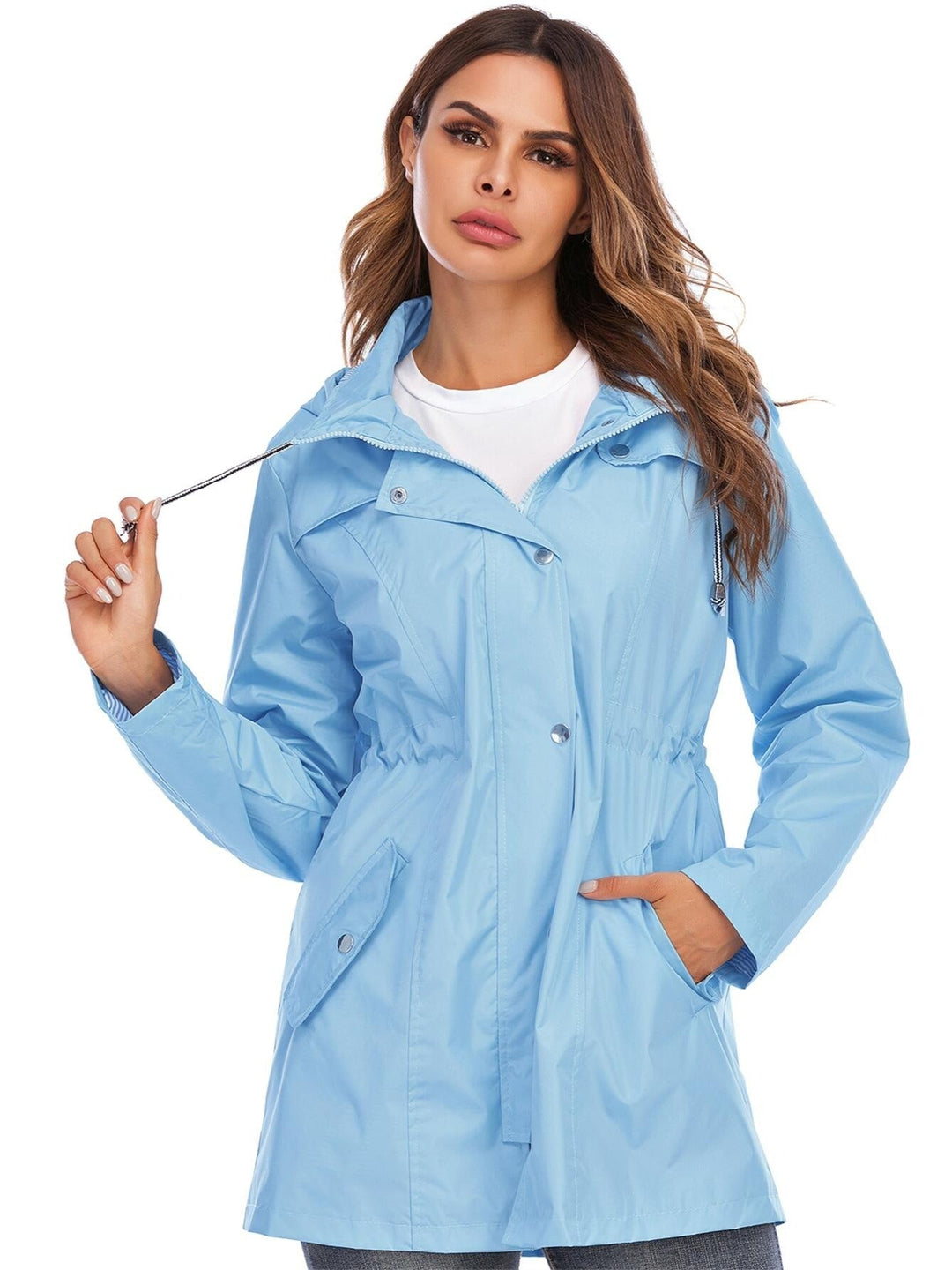 Elvira – Middellange Regenjas met Capuchon &amp; Rits – Voor Stad &amp; Outdoor