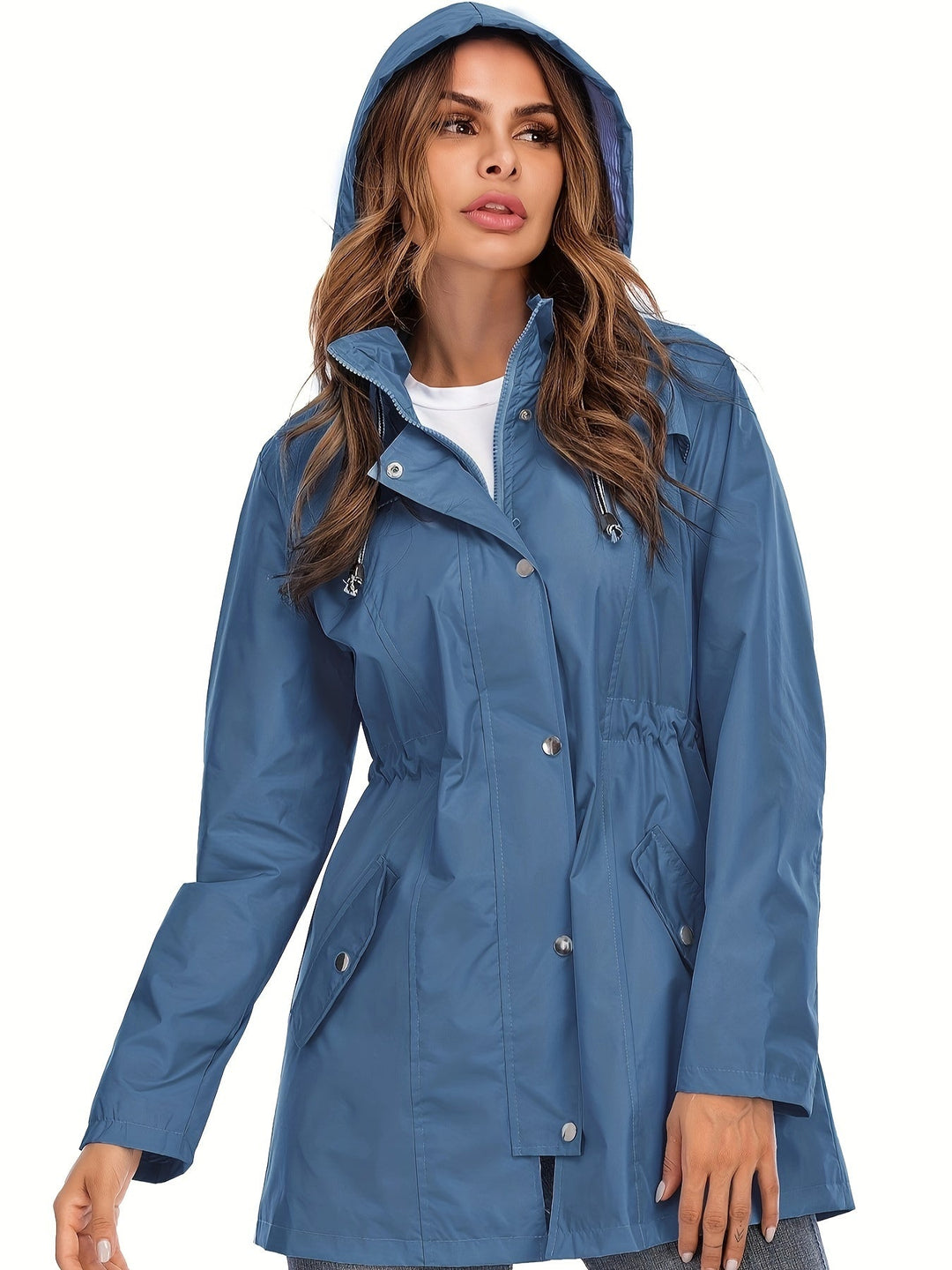 Elvira – Middellange Regenjas met Capuchon &amp; Rits – Voor Stad &amp; Outdoor