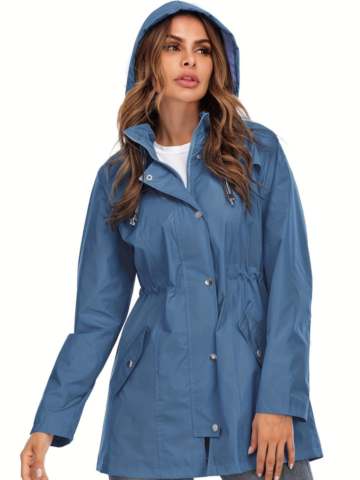 Elvira – Middellange Regenjas met Capuchon &amp; Rits – Voor Stad &amp; Outdoor
