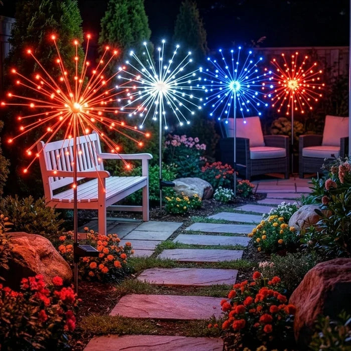 Solar Stake Lights – Red, White and Blue Sparkle Glow for Garden Paths Tevako