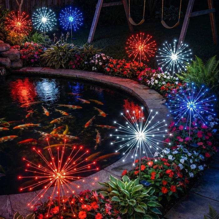 Solar Stake Lights – Red, White and Blue Sparkle Glow for Garden Paths Tevako