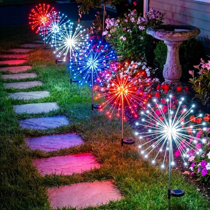Solar Stake Lights – Red, White and Blue Sparkle Glow for Garden Paths Tevako