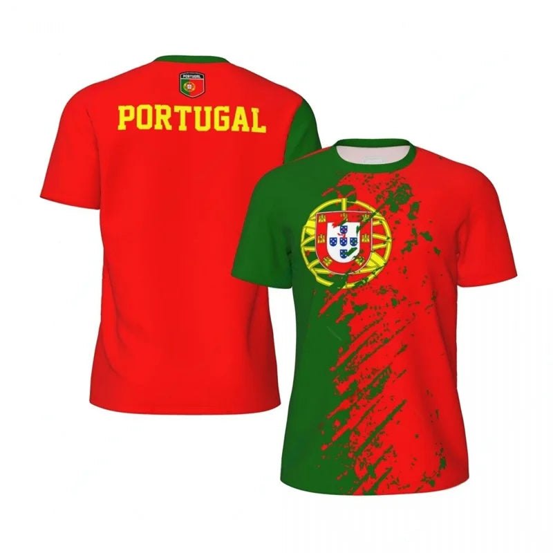 Sportief Heren T-Shirt 3D Bedrukt Portugal, Ademend Katoen, Casual & Sportief 0
