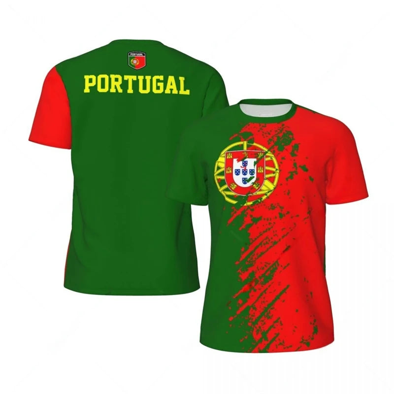 Sportief Heren T-Shirt 3D Bedrukt Portugal, Ademend Katoen, Casual & Sportief 1