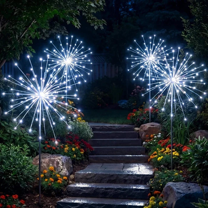 Solar Starburst Stake Light – Cool White Sparkle for Garden Paths and Borders Tevako