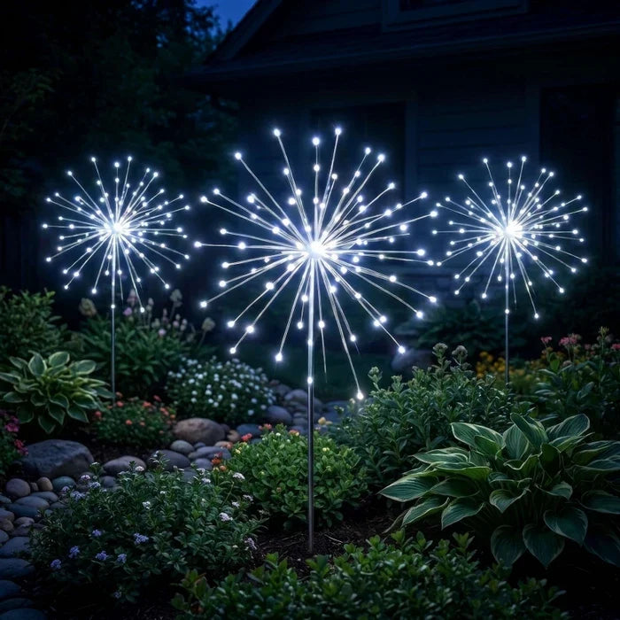 Solar Starburst Stake Light – Cool White Sparkle for Garden Paths and Borders Tevako