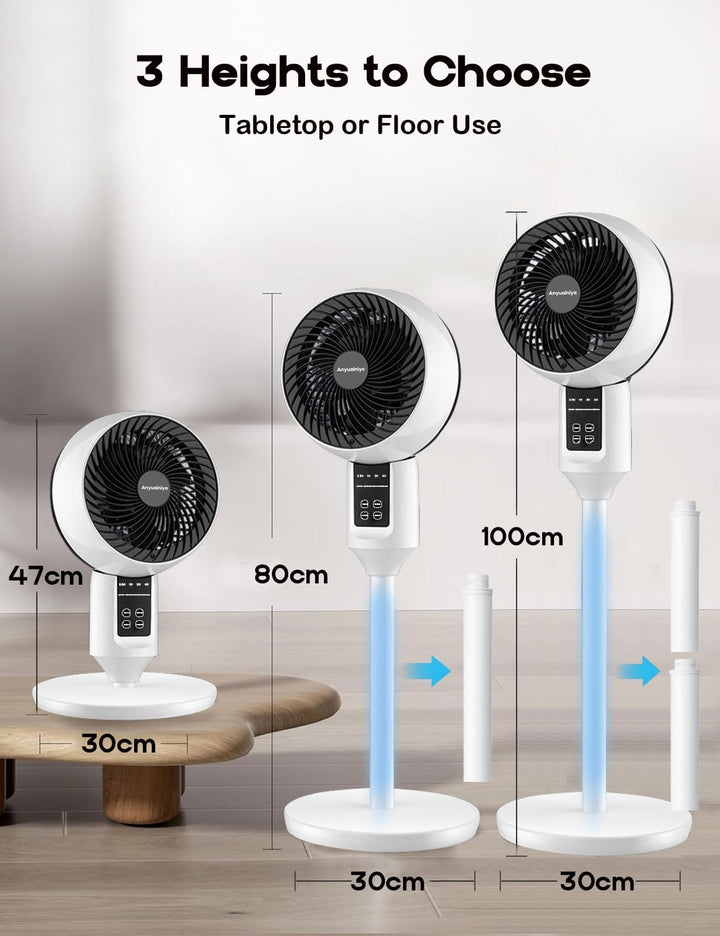 Stille Staande Ventilator met 3D-Oscillatie, Verstelbare Hoogte en Afstandsbediening 1