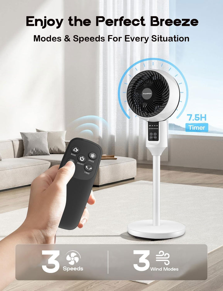 Stille Staande Ventilator met 3D-Oscillatie, Verstelbare Hoogte en Afstandsbediening 4