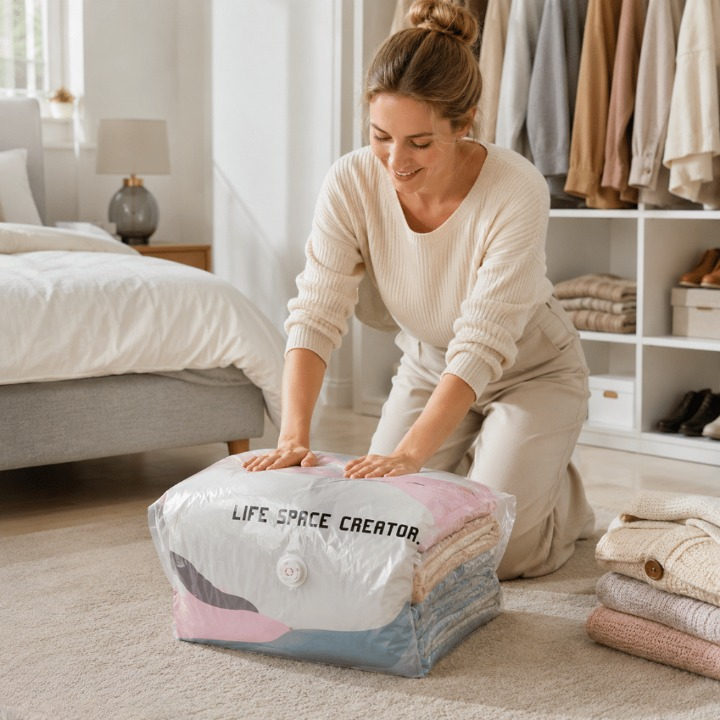 Stofzuigerzakken zonder pomp, set van 4 – Grote opbergzakken voor kleding en beddengoed 3