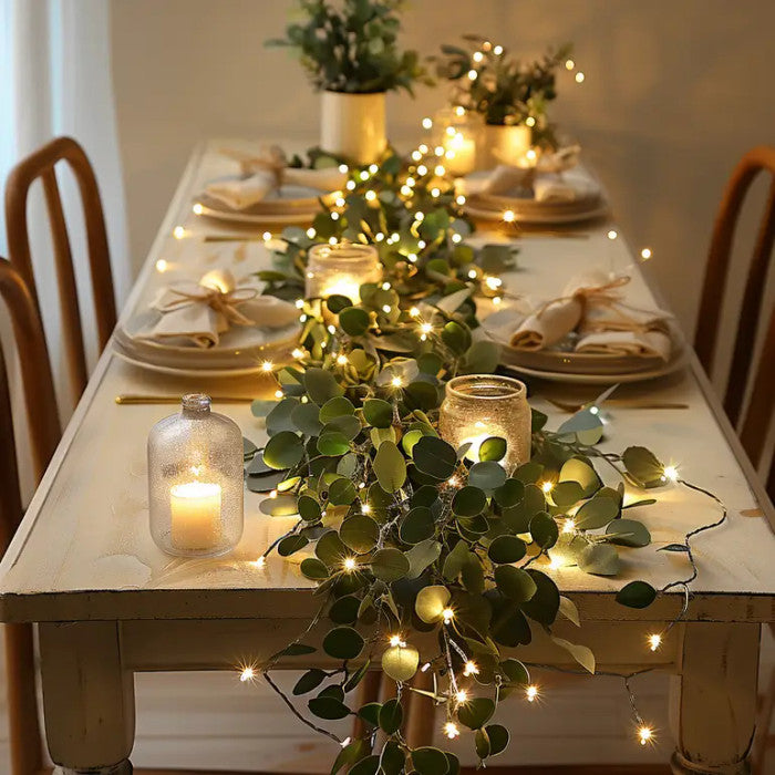 Olive Leaf Vine Garland – Artificial Olive Branch With Twinkling Fairy Lights Tevako