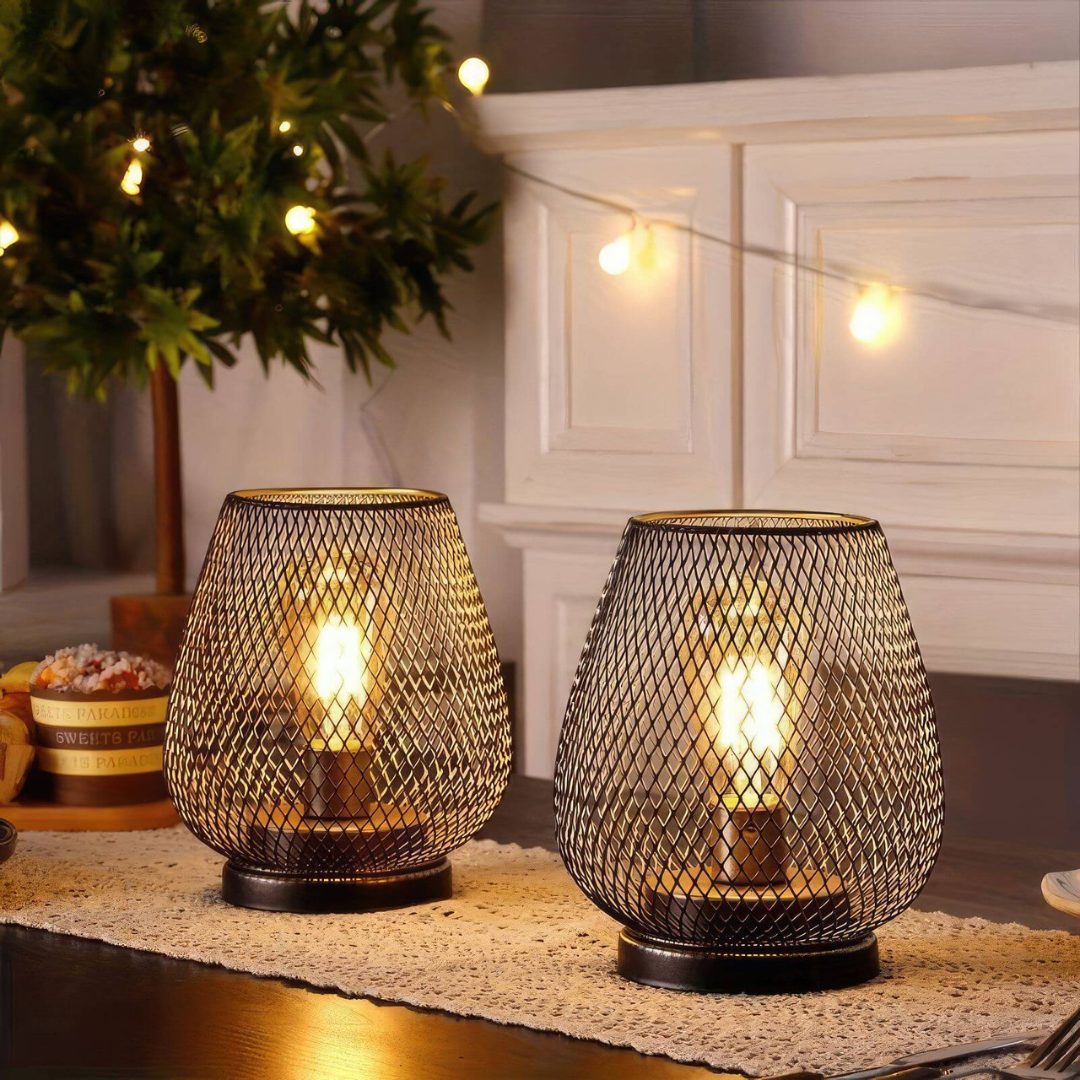 Tafellamp Draadloos Oplaadbaar Metaal Gaas Warm Wit LED Sfeerverlichting Binnen Buiten | Sansoti 1