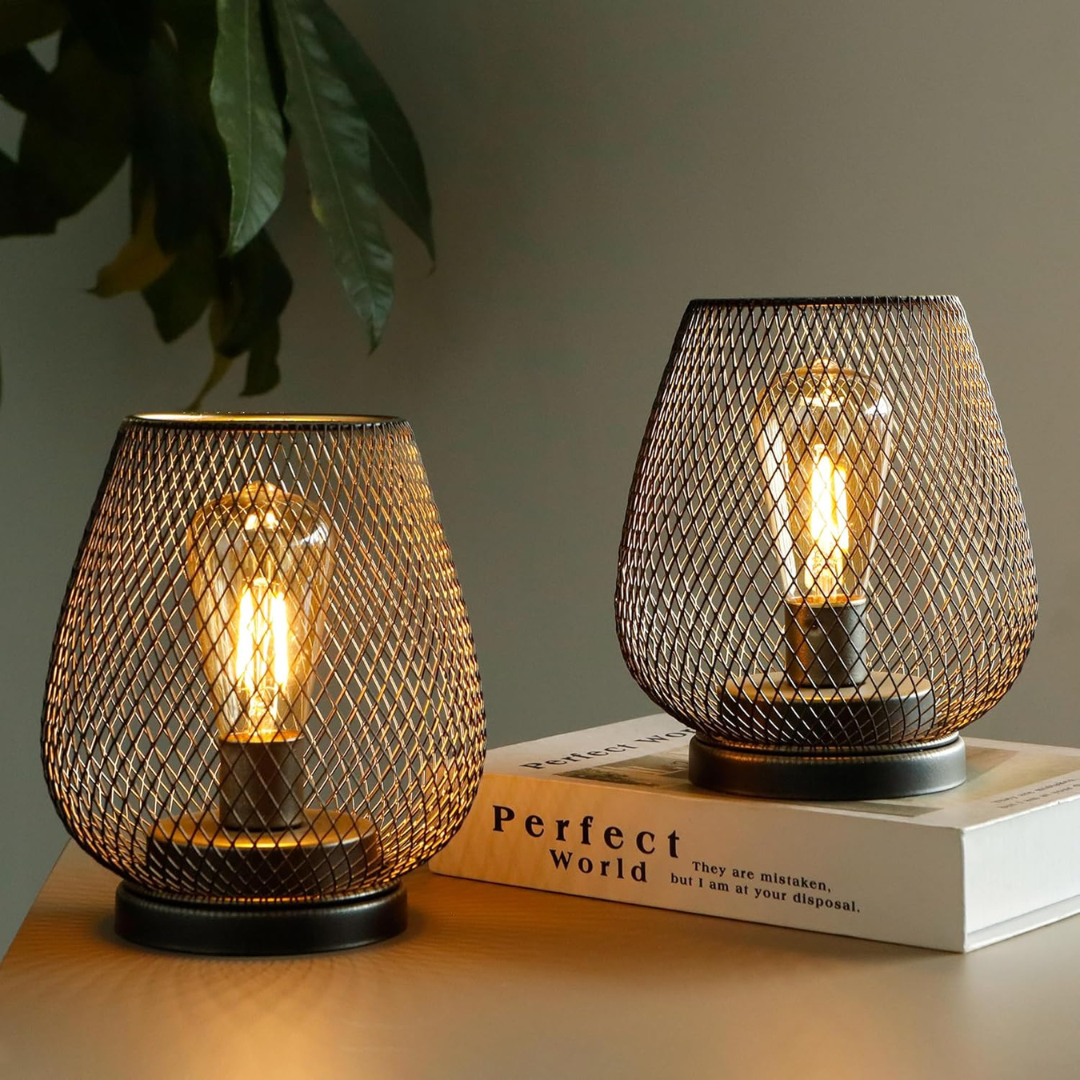 Tafellamp Draadloos Oplaadbaar Metaal Gaas Warm Wit LED Sfeerverlichting Binnen Buiten | Sansoti 2