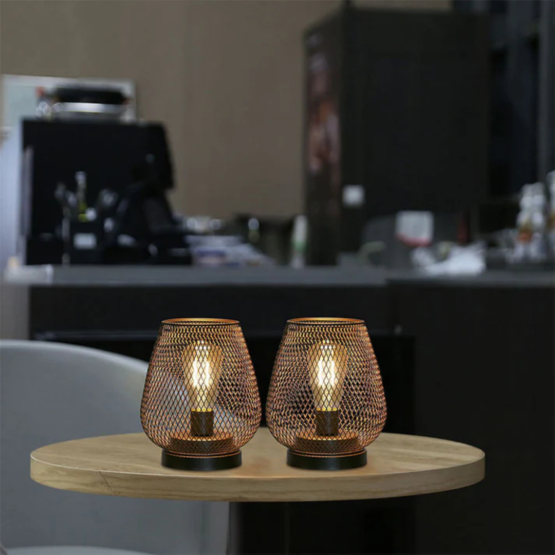 Tafellamp Draadloos Oplaadbaar Metaal Gaas Warm Wit LED Sfeerverlichting Binnen Buiten | Sansoti 4